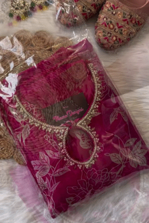 Burgundy Floral Print Kurti with Decorative Neckline