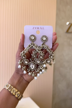 Elegant Kundan & Pearl Chandelier Earrings ✨
