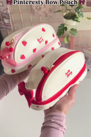 🎀 Pinteresty Bow Pouch – Sweet, Soft & So Aesthetic 🍓