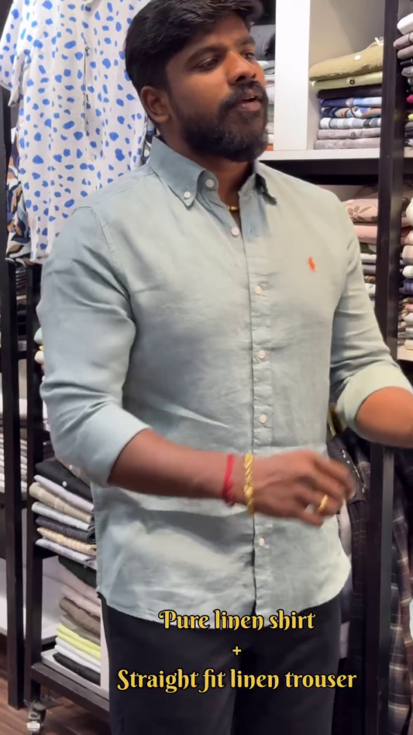 Men's Pure Linen Casual Shirt & Straight Fit Linen Trousers Set - Perfect for Summer Breezes - Image 6