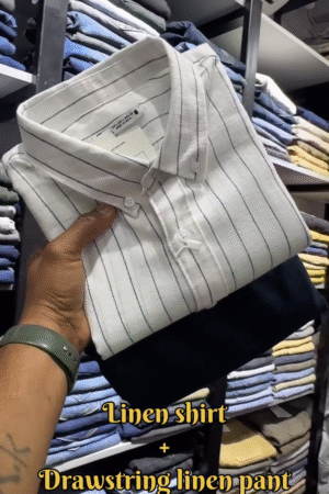 Premium Lightweight Linen Shirt and Drawstring Linen Pant Combo