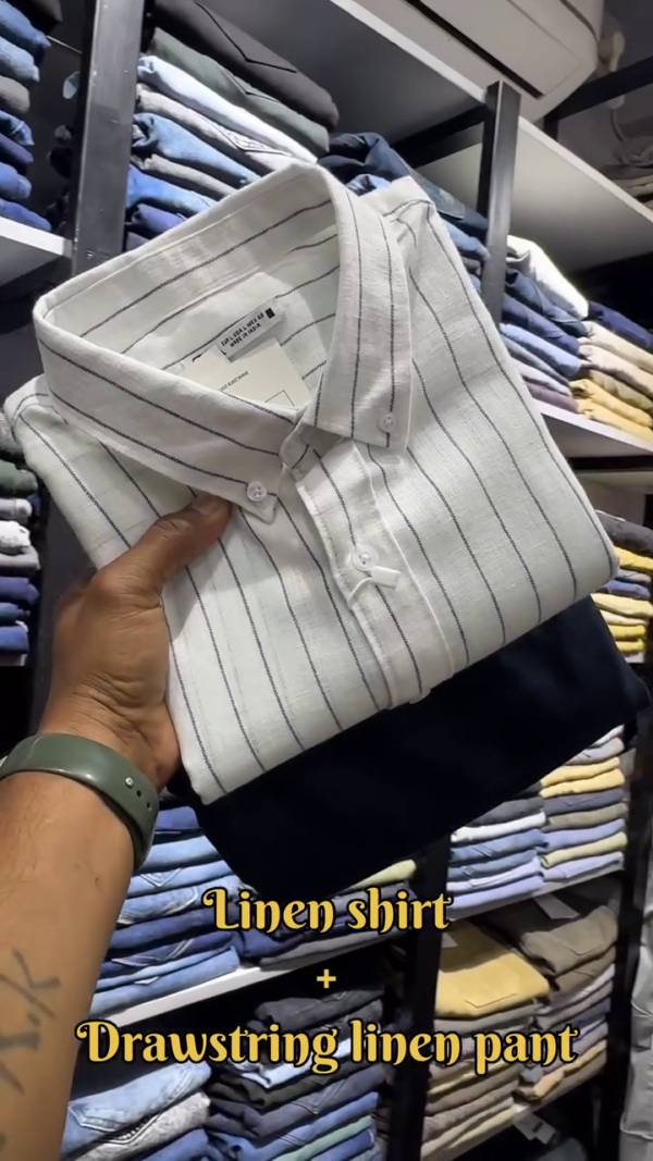 Premium Lightweight Linen Shirt and Drawstring Linen Pant Combo