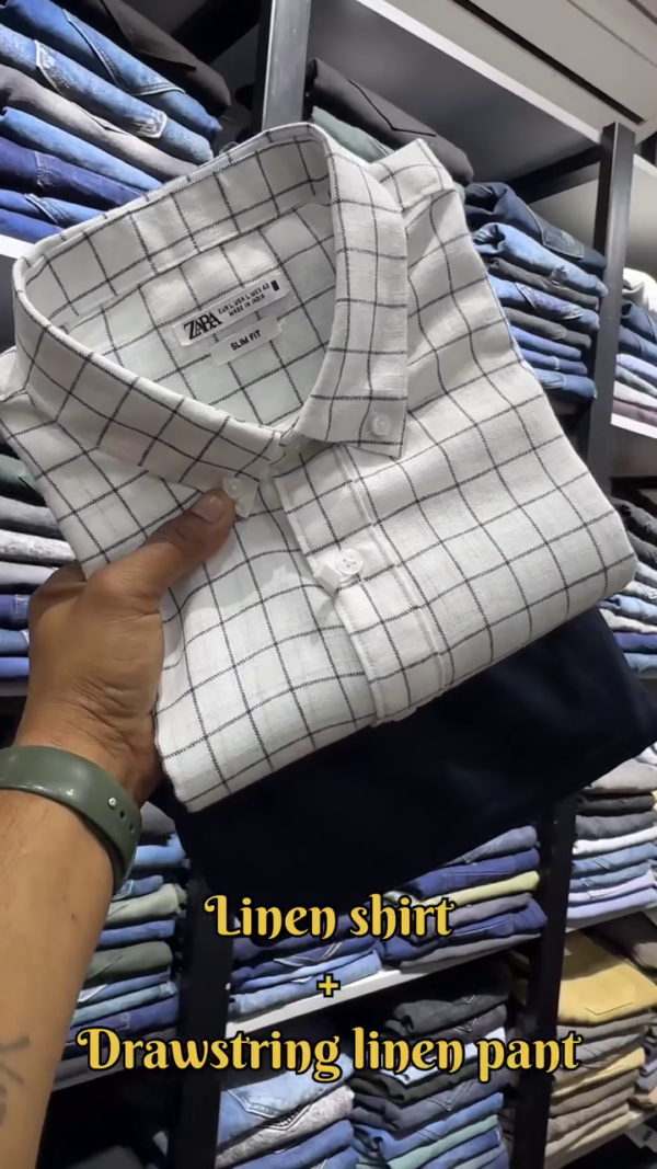 Premium Lightweight Linen Shirt and Drawstring Linen Pant Combo - Image 2