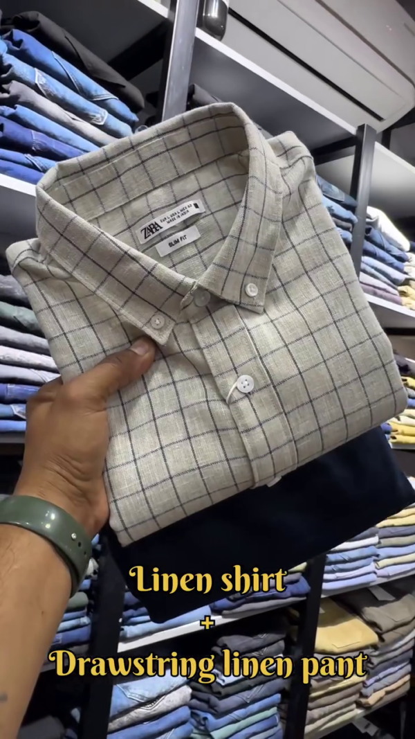 Premium Lightweight Linen Shirt and Drawstring Linen Pant Combo - Image 3