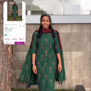 Elegant Everyday Cotton Kurta Set for Women – Dark Green Printed Straight Kurta with Maroon Pant and Tassel Dupatta – 3-Piece Ethnic Wear Combo for Office, Festive, and Daily Comfort