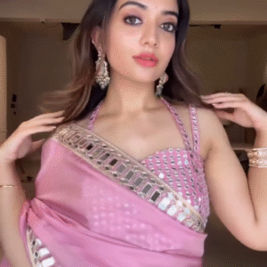 Product Name: Elegant Ethnic Pink Saree with Intricate Embroidery and Stylish Blouse Set