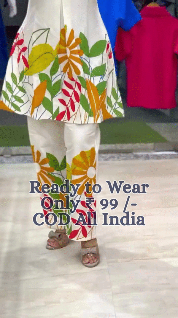 Elegant Indo-Tribal Printed Cotton Co-Ord Set for Women – Ready-to-Wear Comfort Ethnic Wear in Vibrant Maroon & Multicolor Pattern with Front Button Detailing – Budget Friendly Dailywear Set - Image 5