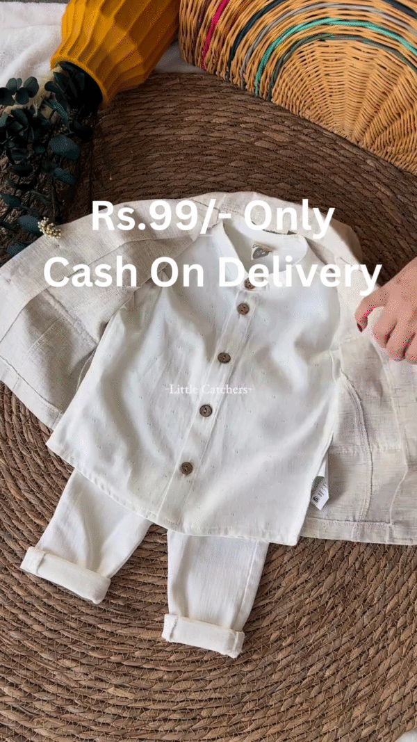 Premium Baby Boy Festive 3-Piece Set with Shirt, Coat, and Pants - Image 3