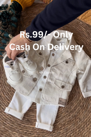 Premium Baby Boy Festive 3-Piece Set with Shirt, Coat, and Pants
