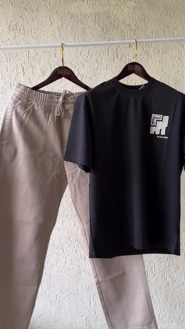 🧢✨RBZQAO Signature White Oversized Graphic T-Shirt with Premium Washed Black Baggy Jeans – Streetwear Combo Set for Men - Image 3