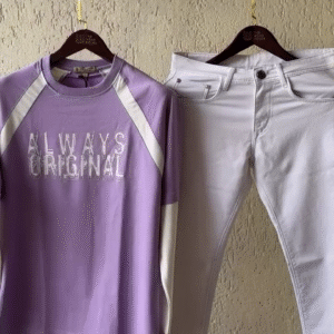 Always Original Lilac Graphic Sweatshirt & Beige Motivational Crewneck – Everyday Comfort & Streetwear Fashion Duo