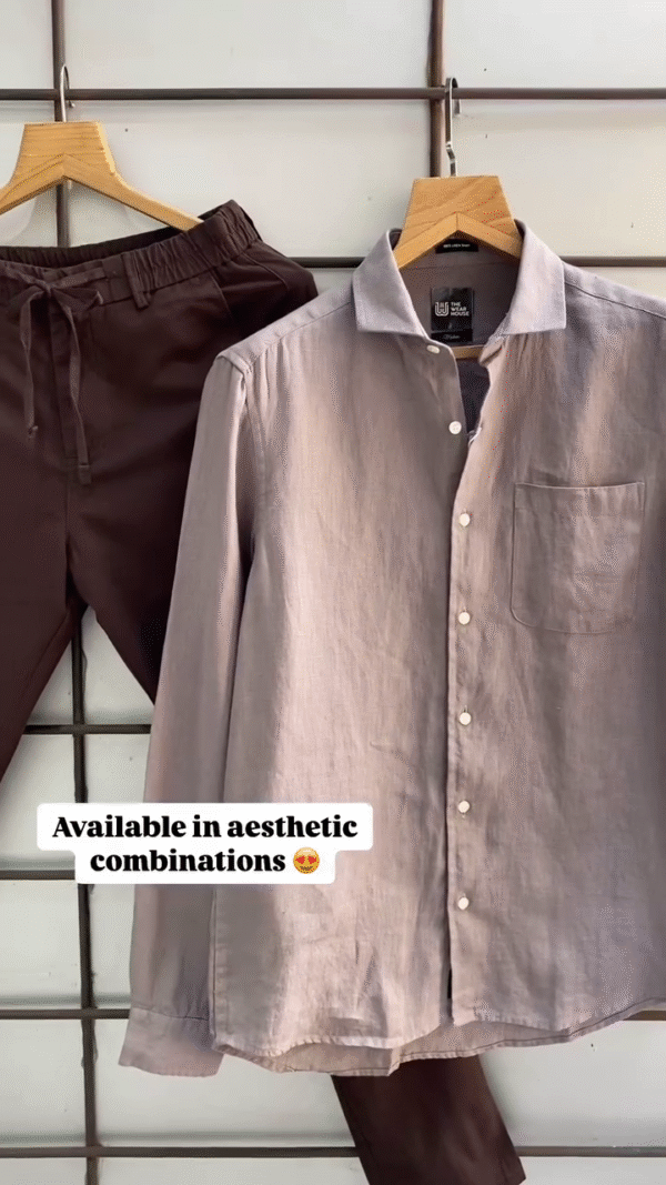 Premium Pure Linen Shirt & Comfort-Fit Drawstring Trouser Set for Men – Elegant Pastel Green Shirt with Classic Beige Pants | Breathable Summer Outfit | Casual & Semi-Formal Wear - Image 4