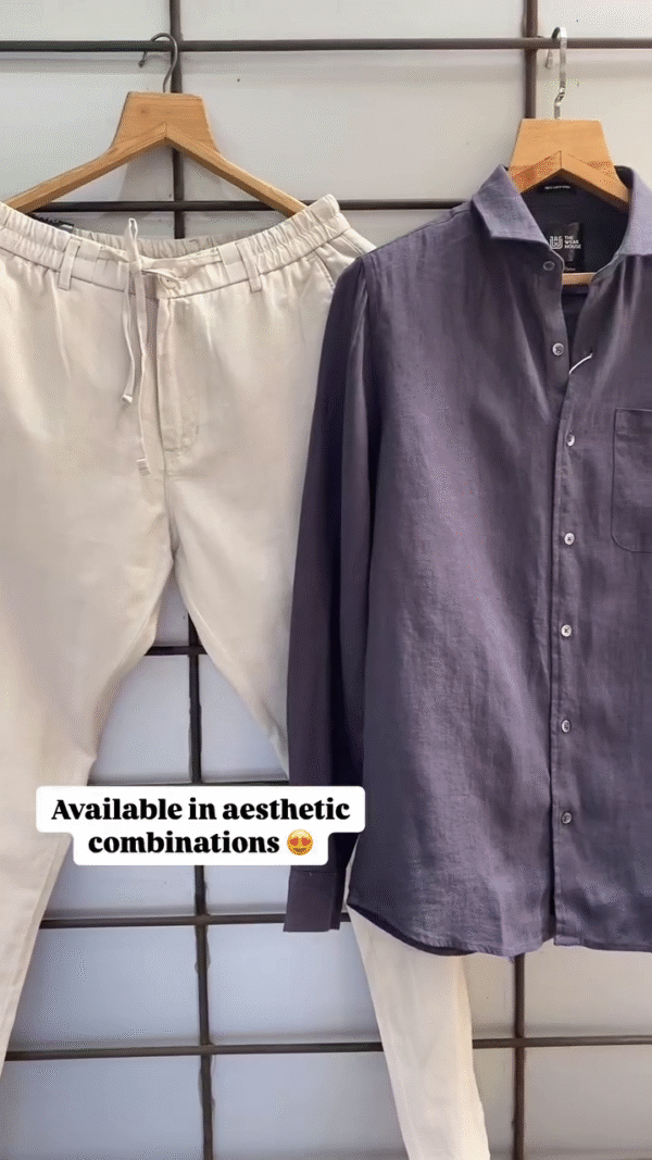 Premium Pure Linen Shirt & Comfort-Fit Drawstring Trouser Set for Men – Elegant Pastel Green Shirt with Classic Beige Pants | Breathable Summer Outfit | Casual & Semi-Formal Wear - Image 3