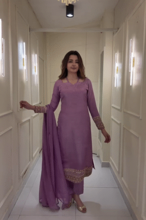 💜 Lavender Elegance Embroidered Suit Set with Dupatta – Grace in Every Step 💜