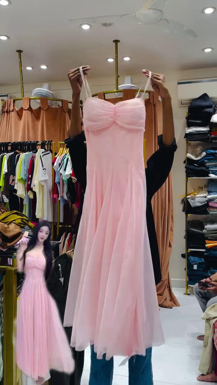 🩱Elegant Ivory Whisper Spaghetti Strap Pleated Long Dress 👗 – Ethereal Summer Flow Maxi - Image 2