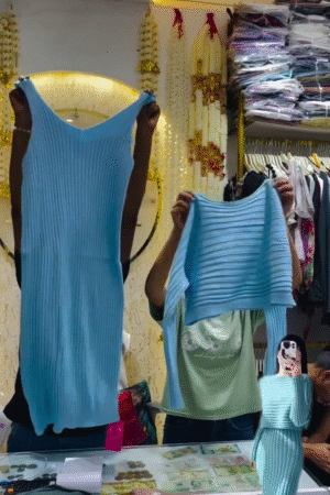 💙Sky Serenity Ribbed Knit Co-Ord Set 👗 – Two-Piece Bodycon Dress & Cropped Pullover for Effortless Chic