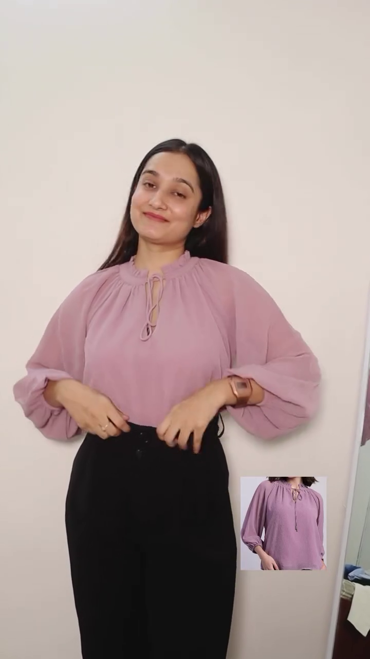 🌸 Mauve Mist Balloon Sleeve Women’s Top – Chic & Effortless Style 🌸