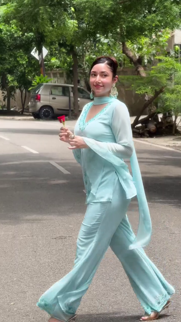 💎 Aqua Grace Embroidered Sharara Set – A Symphony of Style and Softness 💎 - Image 2