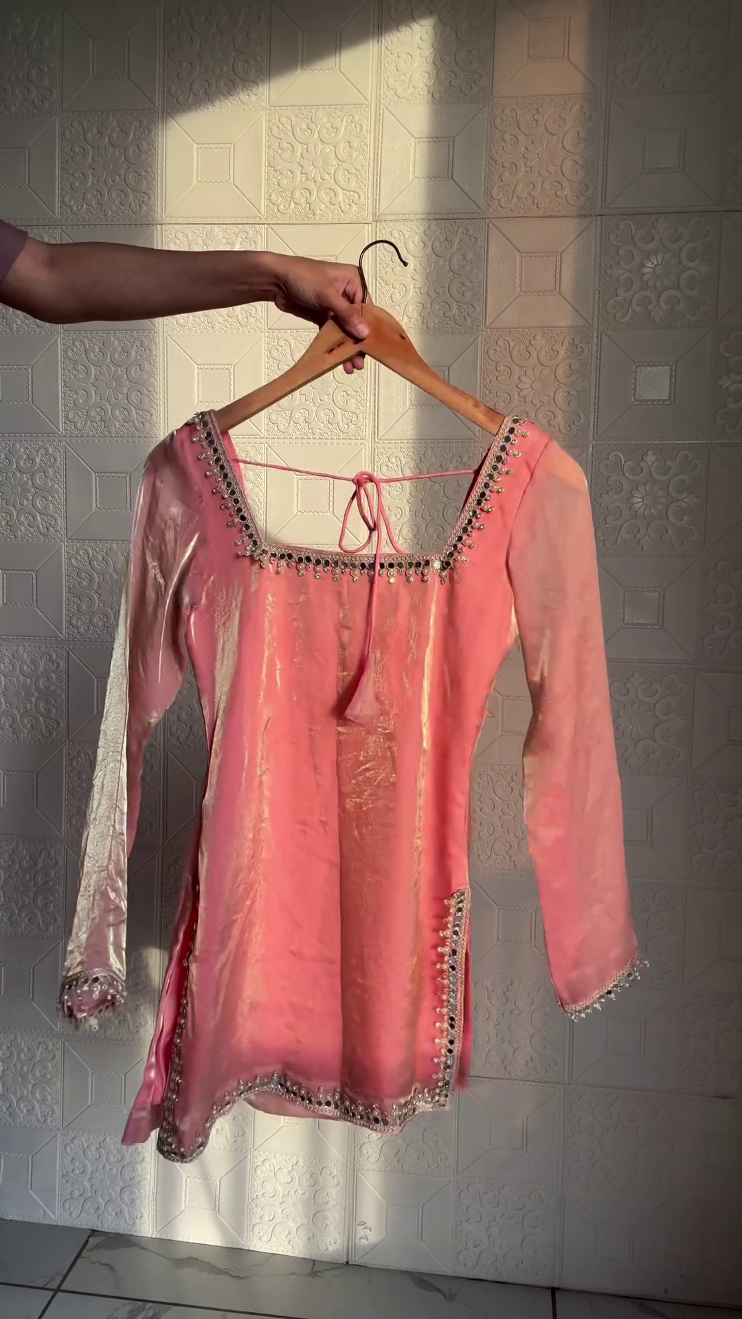 🌸 Peach Blush Mirror Lace Suit Set – Radiant Festive Wear for Every Occasion 💫 - Image 2