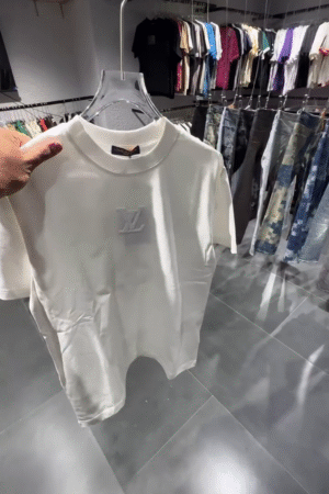 🤍 Luxury White LV Cotton T-Shirt – Casual Designer Comfort for Him ✨