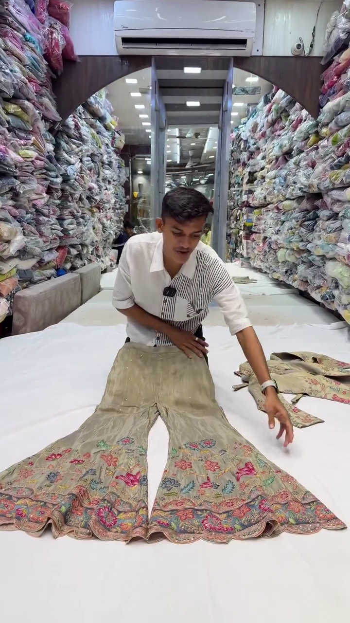 ✨ Golden Garden Embroidered Sharara Set – Regal Festive Ensemble for Modern Queens 🌸 - Image 2