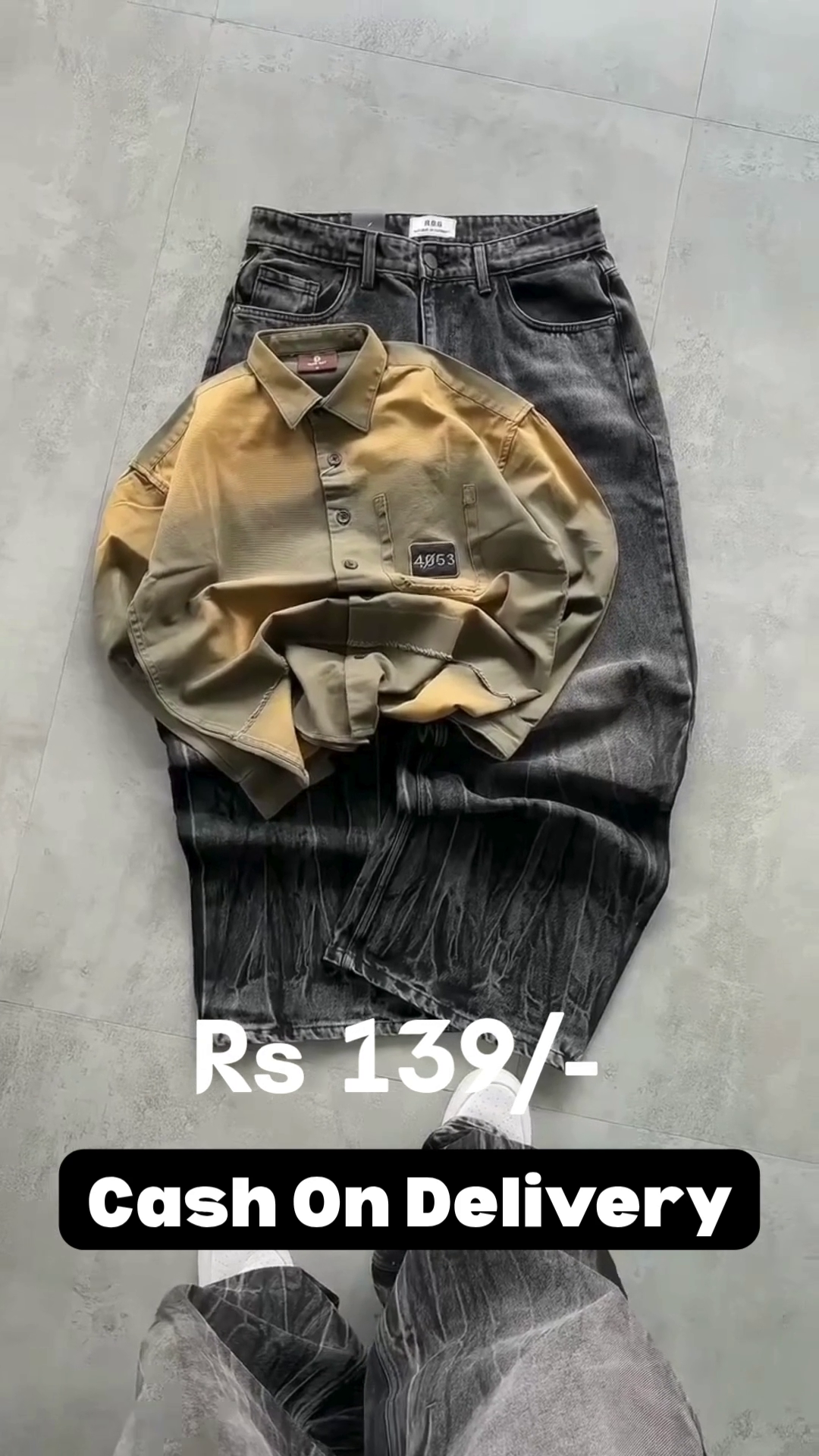 💙 Sky Dusk Gradient Denim Shirt Set – Effortless Streetwear Style 💙 - Image 2