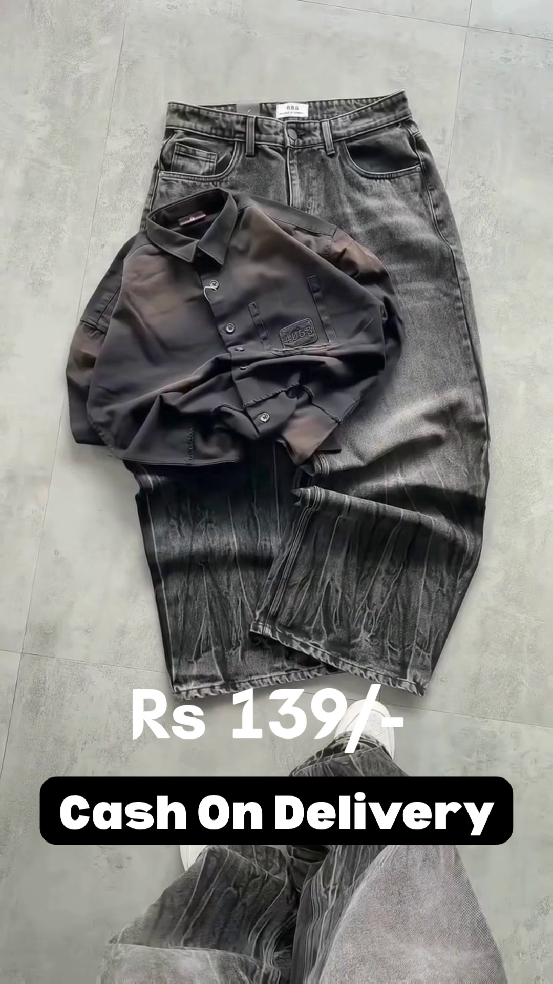 💙 Sky Dusk Gradient Denim Shirt Set – Effortless Streetwear Style 💙 - Image 3