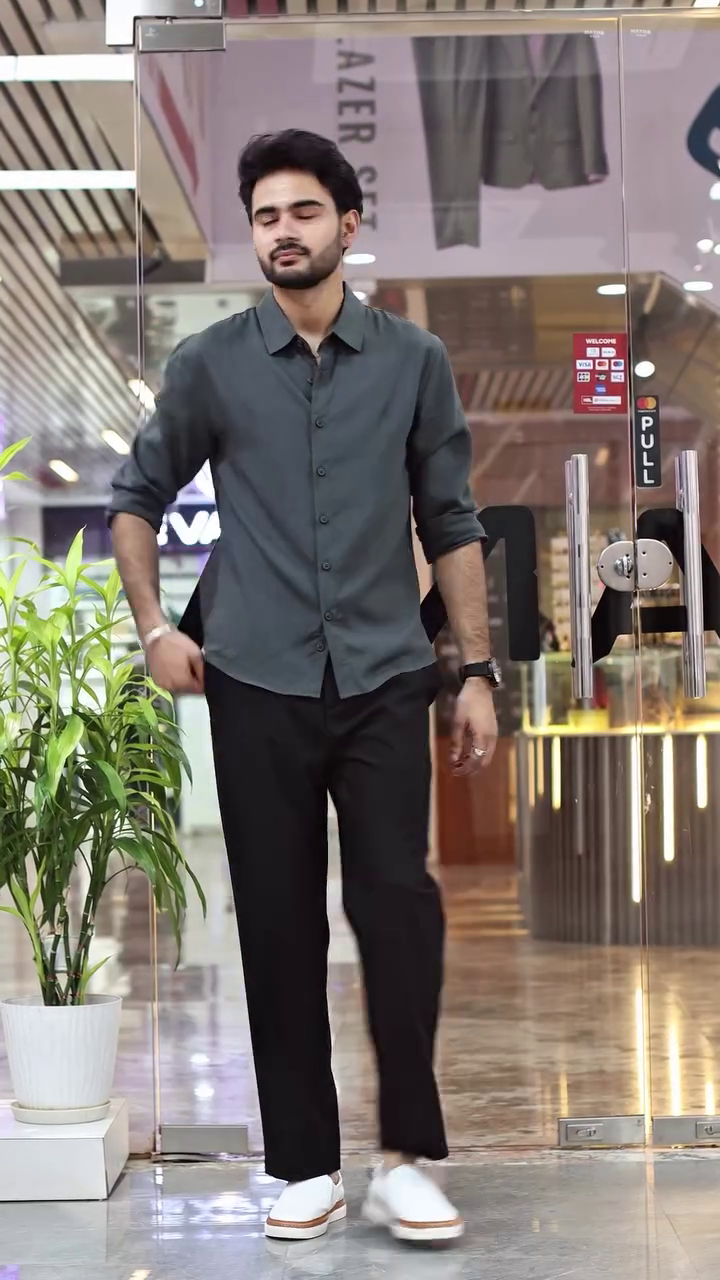 🕴️Midnight Navy Elegance Shirt & Cream Chino Ensemble - Image 4