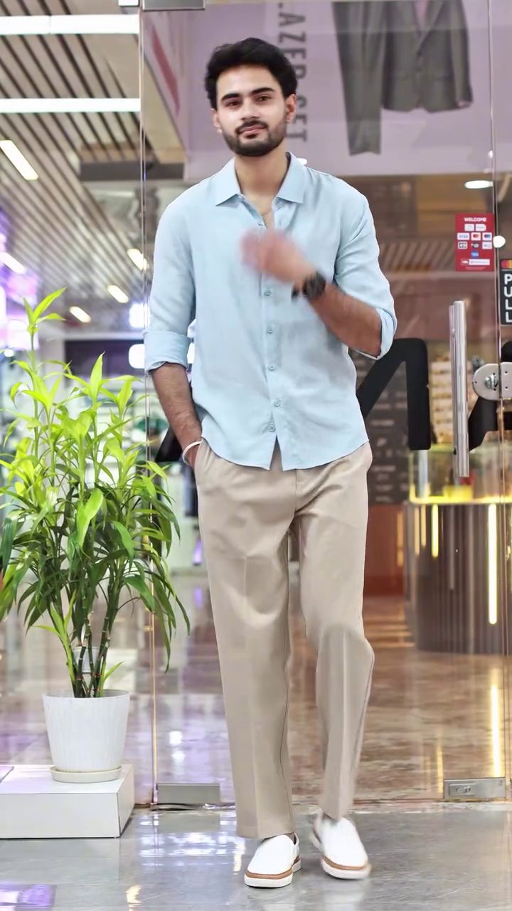 🕴️Midnight Navy Elegance Shirt & Cream Chino Ensemble - Image 3