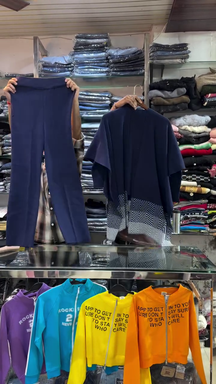 👑 "Urban Elegance Taupe Chevron Knit Sophisticated Co-ord Set with Draped Cape Cardigan and Sleek Pants for Effortless Day-to-Night Style" 👑 - Image 3