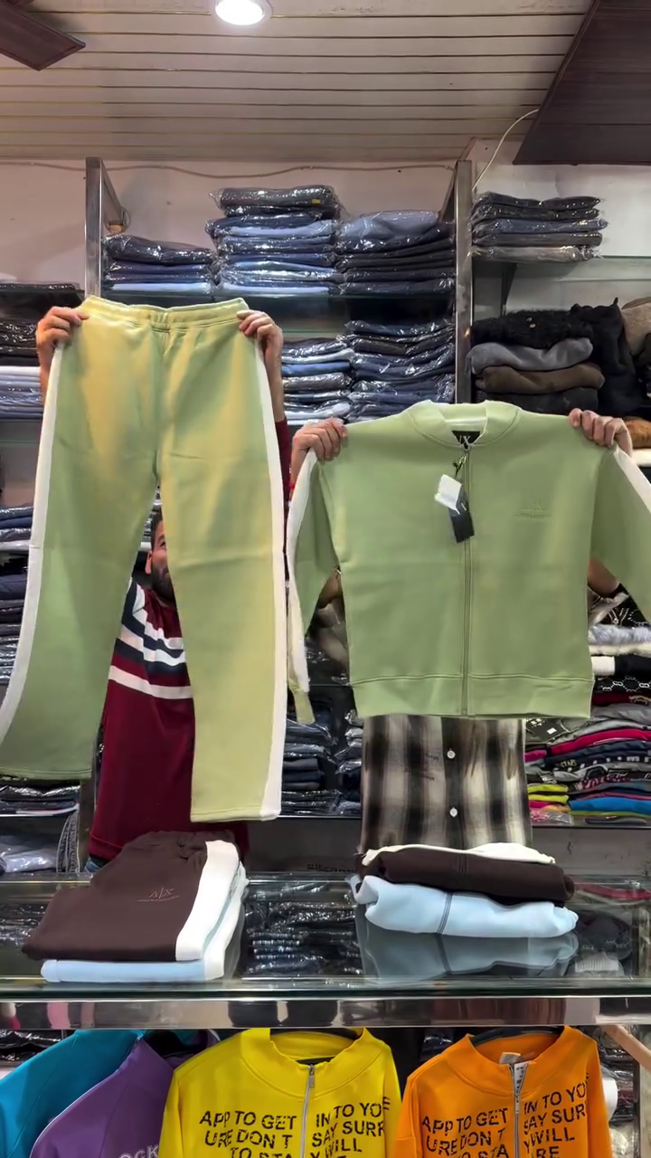 💚 Fresh Mint-Toned Side Stripe Zip-Up Tracksuit – Casual Activewear Co-ord Set (Top & Bottom)