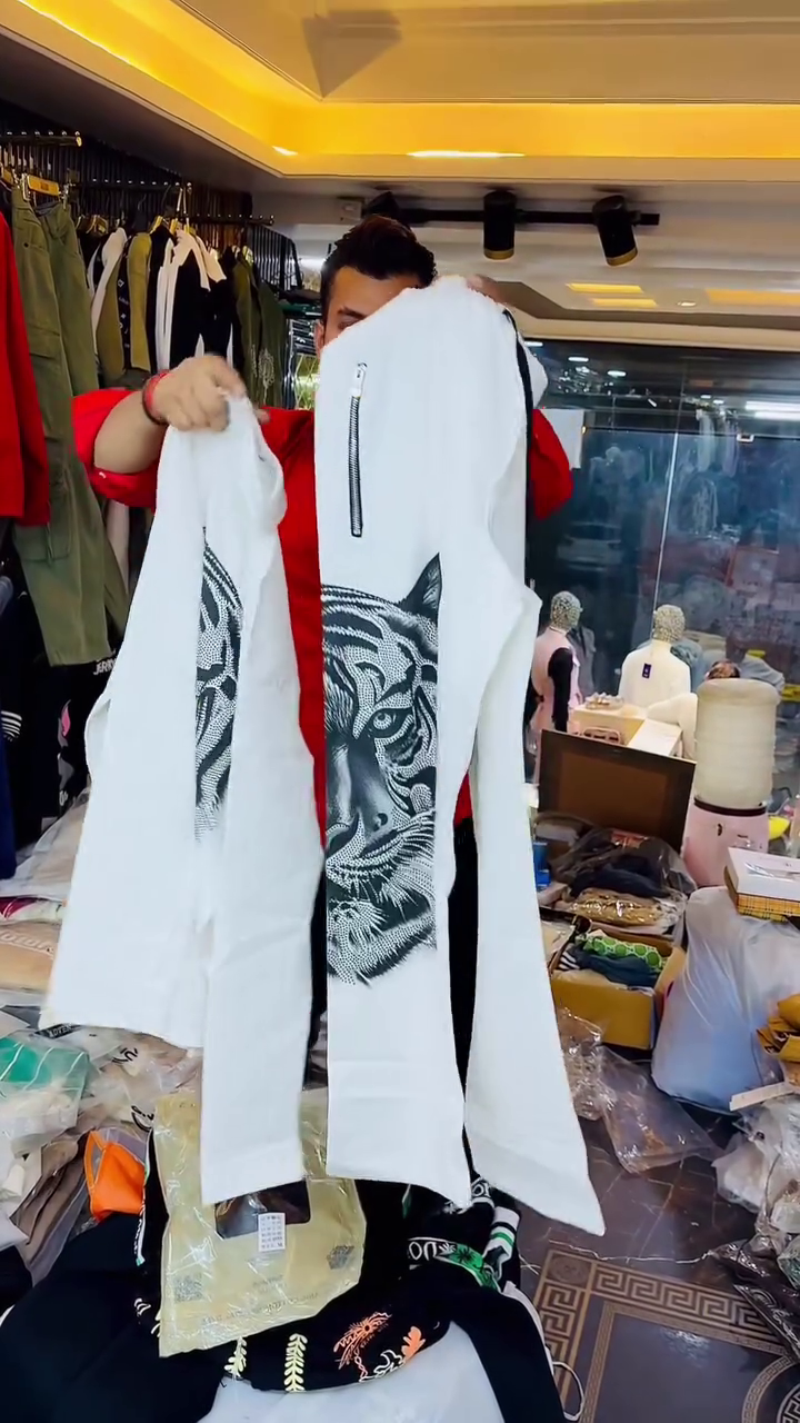 🖤 Black Embossed Velour Track Set with Signature Stripe Trim – Modern Athleisure Co-ord (Jacket & Pant) - Image 4