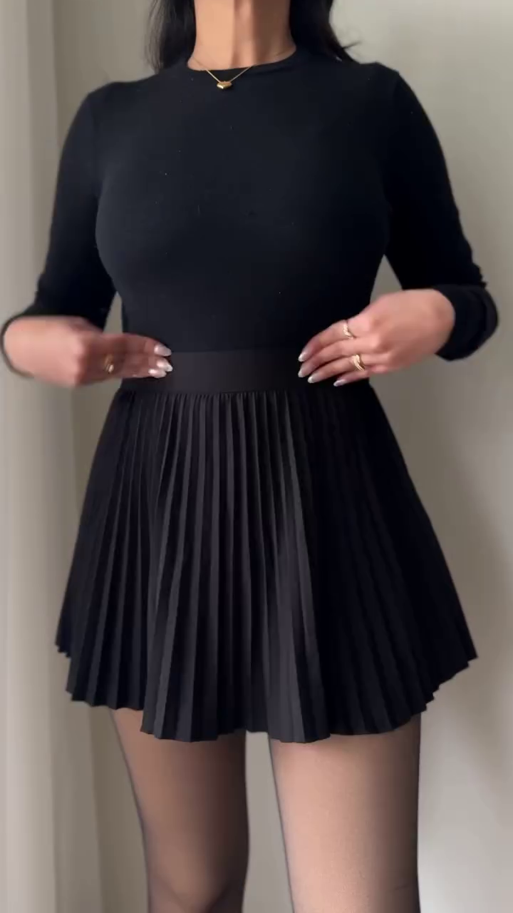 Wine Longline Coat & Black Pleated Skirt Outfit ⚡️🖤 - Image 2