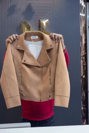 Ā Frosted Mist Moto Zipper Jacket for Women š§„āļø