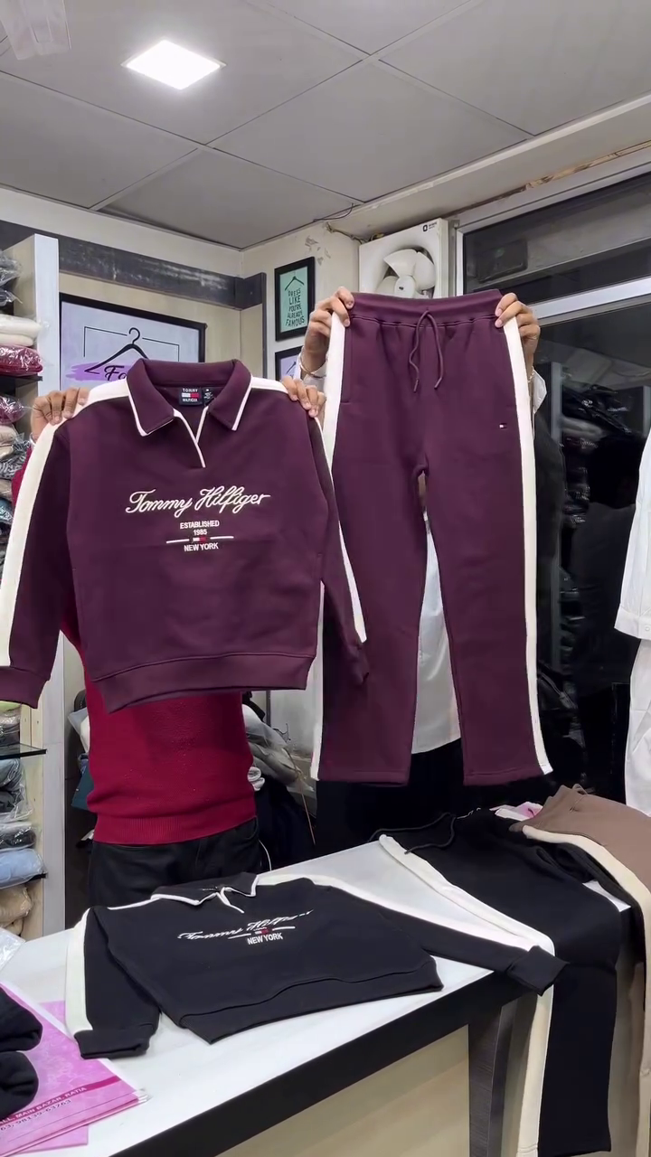 Pink & Cream Side‑Stripe Cozy Sweatshirt Jogger Co‑ord Set - Image 3