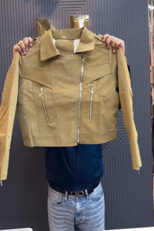  Camel Tan Zip‑Detail Moto Style Cropped Winter Jacket for Women 🧥🤎