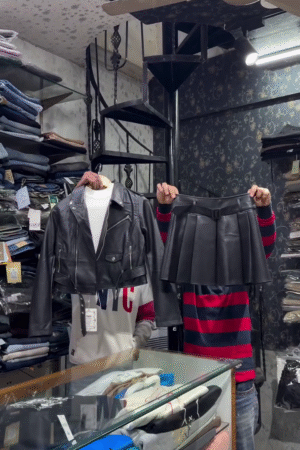 Black Faux Leather Biker Jacket and Pleated Mini Skirt Co‑ord Set 🖤⚡️