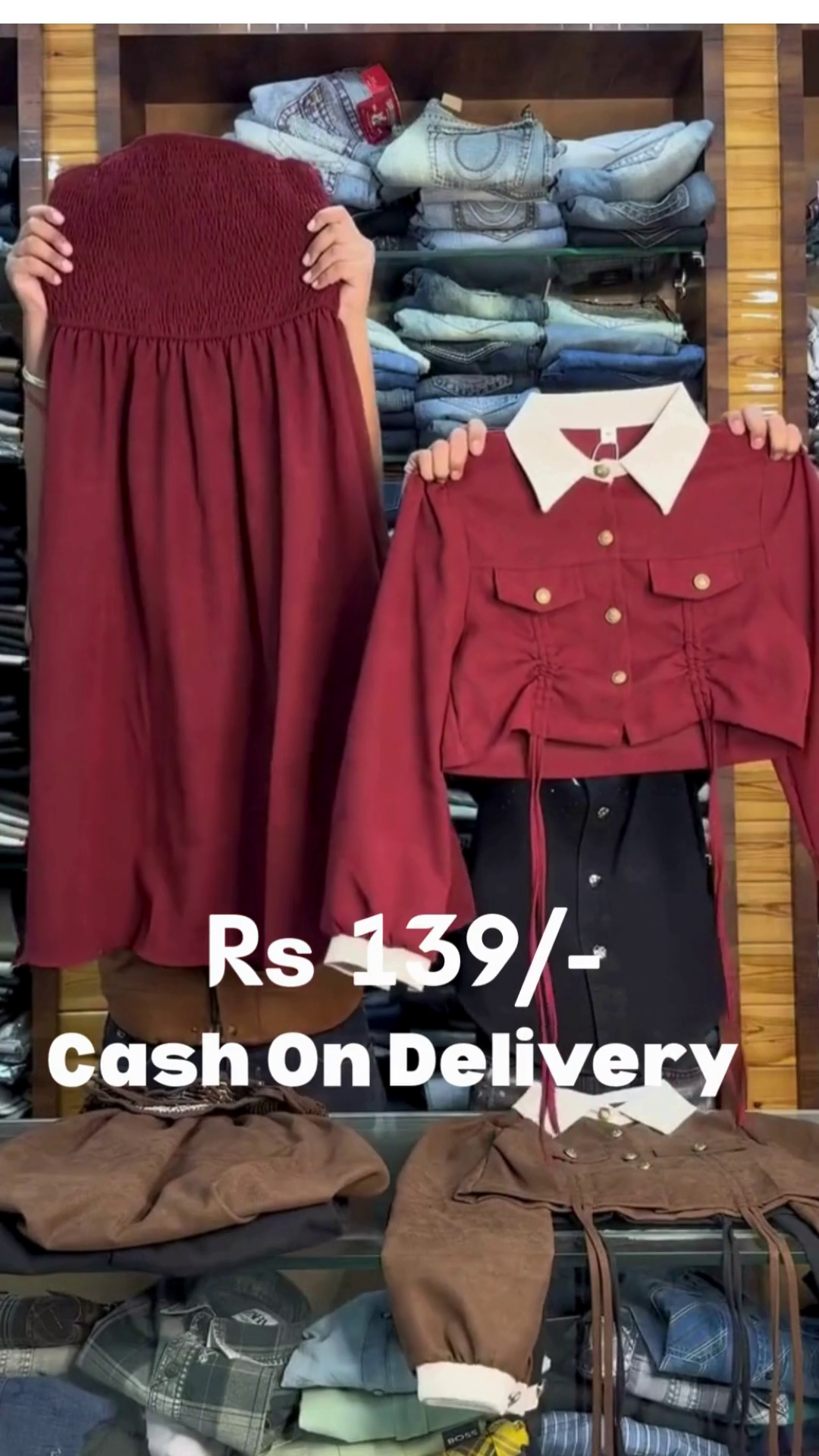 Beige Smocked Tube Skirt with Cropped Collar Jacket Co‑ord Set 🤎🤍 - Image 2