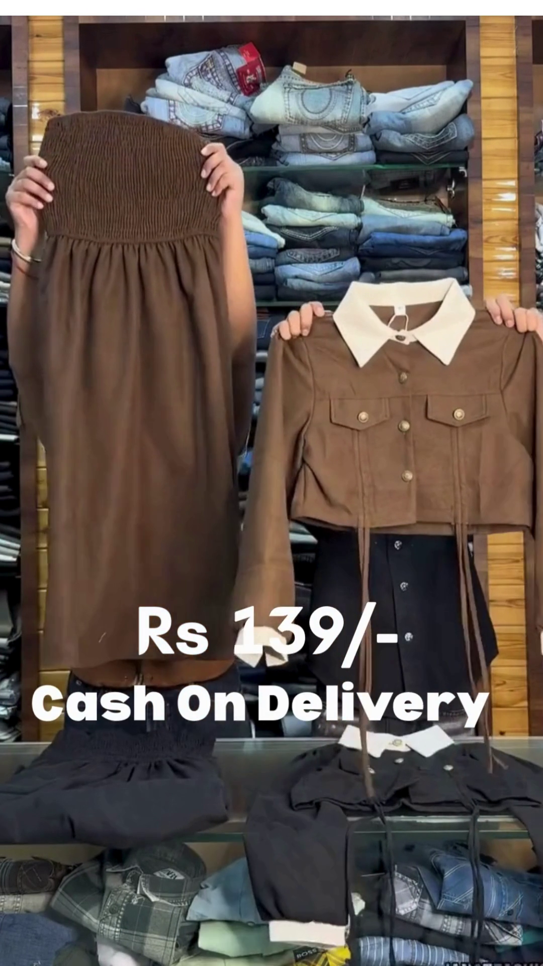 Beige Smocked Tube Skirt with Cropped Collar Jacket Co‑ord Set 🤎🤍 - Image 3