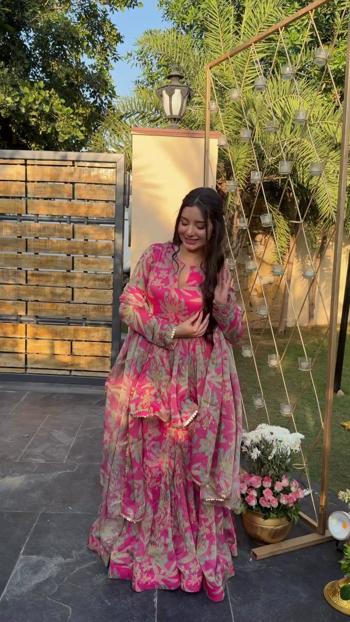 Celestial Garden Bloom 🌸 Pink Floral Chaniya Choli with Mirror Embellishments & Silk Dupatta – Spring Radiance Edition 🌞🌿" - Image 4