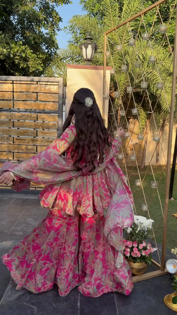 Celestial Garden Bloom 🌸 Pink Floral Chaniya Choli with Mirror Embellishments & Silk Dupatta – Spring Radiance Edition 🌞🌿" - Image 3
