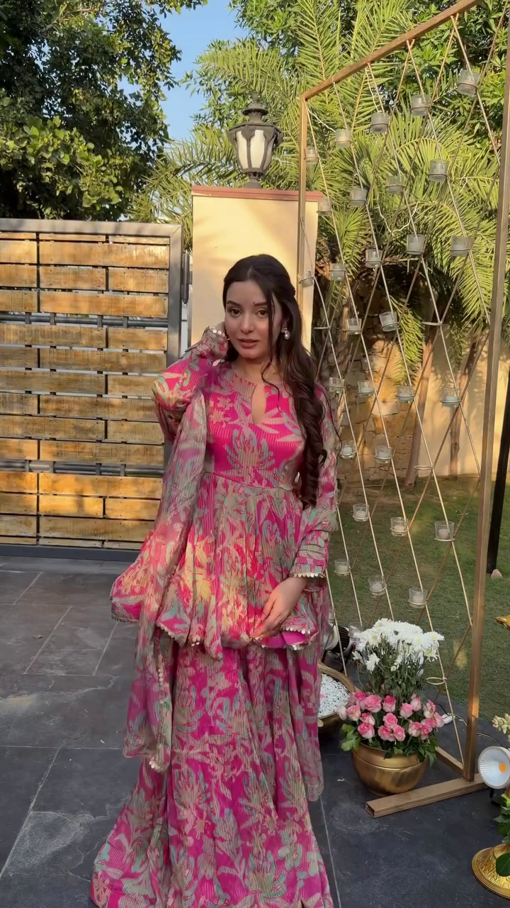 Celestial Garden Bloom 🌸 Pink Floral Chaniya Choli with Mirror Embellishments & Silk Dupatta – Spring Radiance Edition 🌞🌿" - Image 2