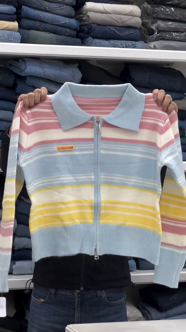 ✨Trendy Striped Cute Colorful Girls Winter Zip Cardigan Sweater With Soft Cozy Fabric✨ - Image 3