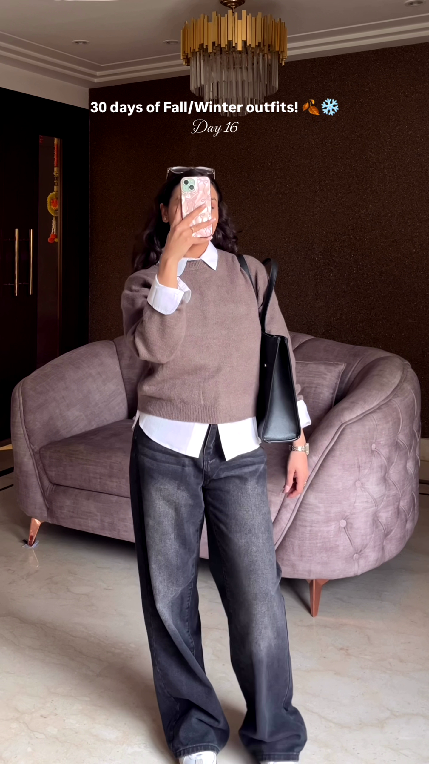 Layered Ember: Collared Calm with Denim Driftโ ๐งฅ๐๐