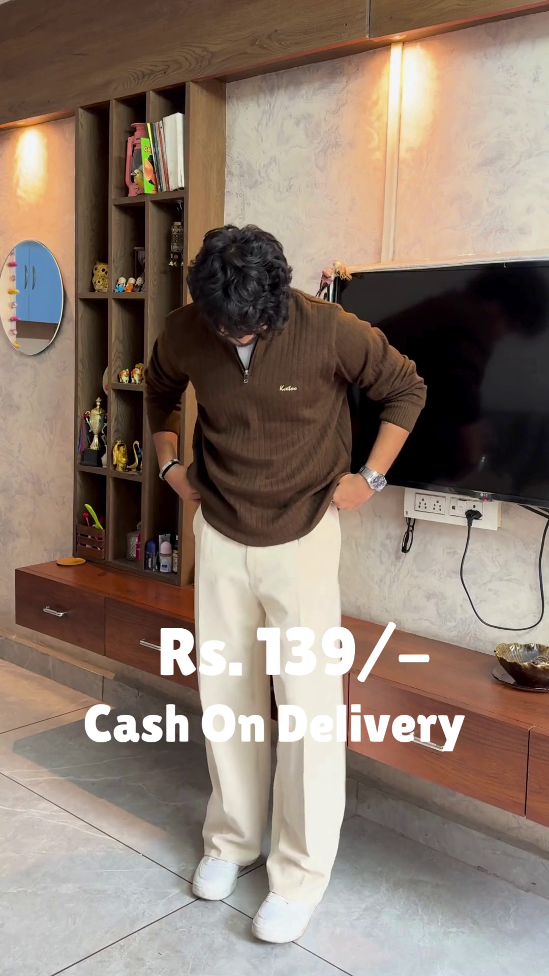 Crimson Ease: Sweater Serenity with Cream-Toned Grace” ❤️🕊️👖 - Image 4