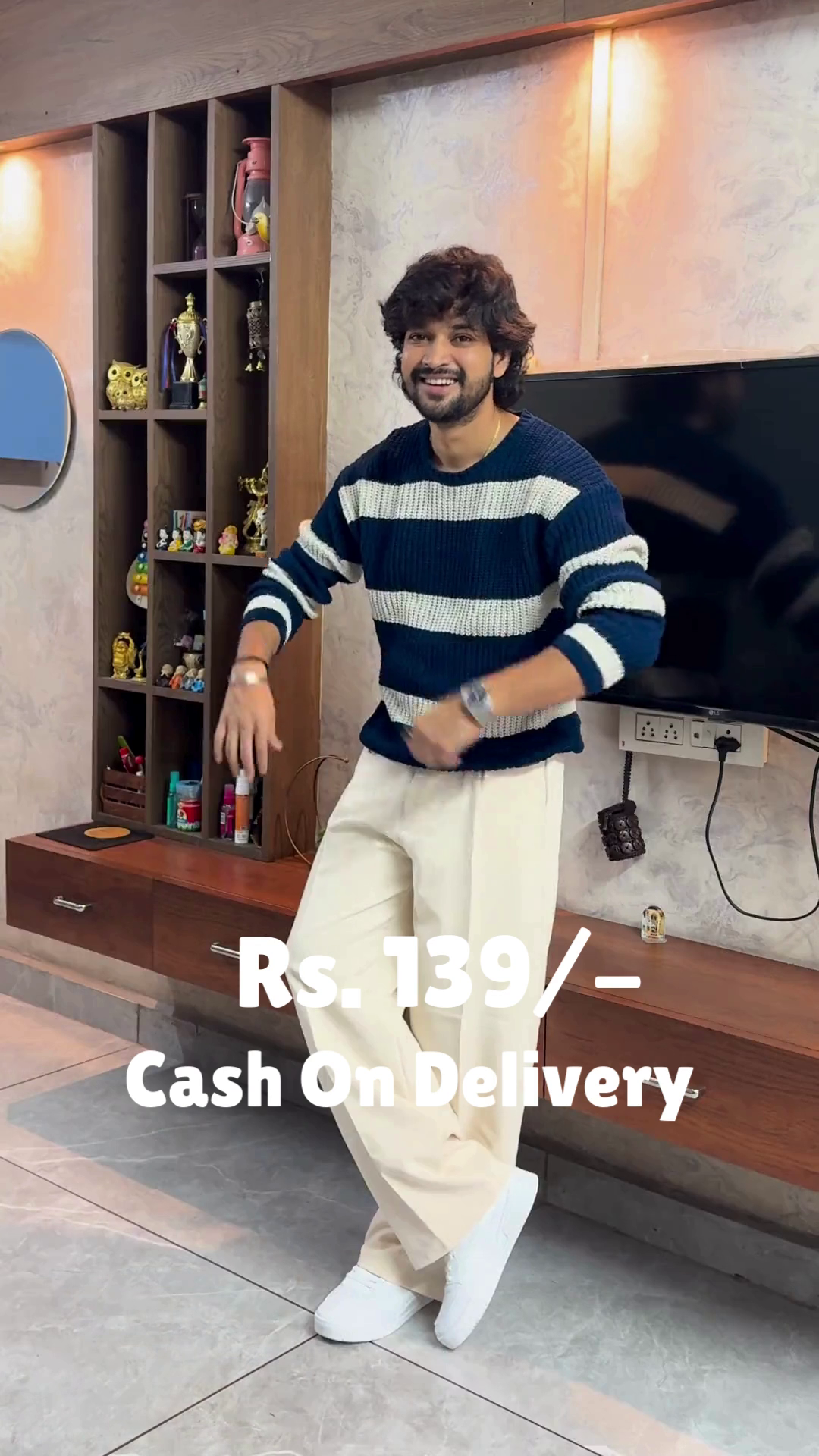 Crimson Ease: Sweater Serenity with Cream-Toned Grace” ❤️🕊️👖 - Image 2