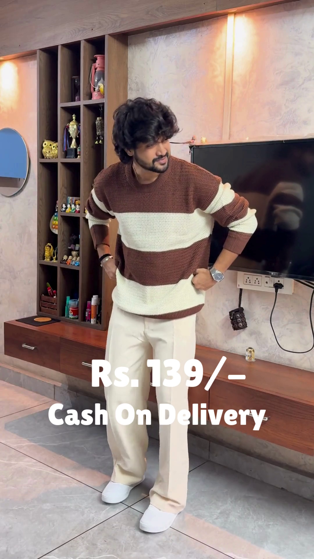 Crimson Ease: Sweater Serenity with Cream-Toned Grace” ❤️🕊️👖 - Image 8