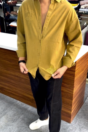 Golden Ember Embroidered Shirt 🌟🧵 | Regal Street Edition