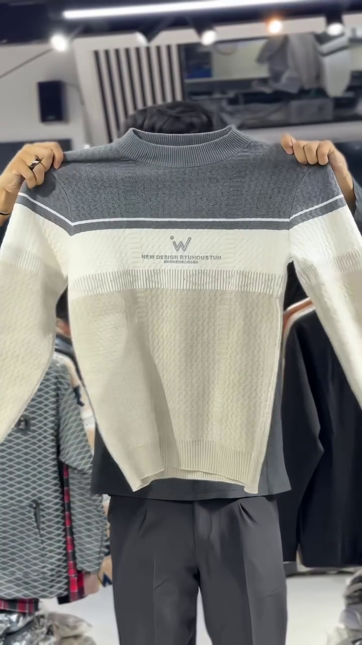 Tricolor Texture Block Sweater 🧥⚪⚫ | Modern Grid Edition