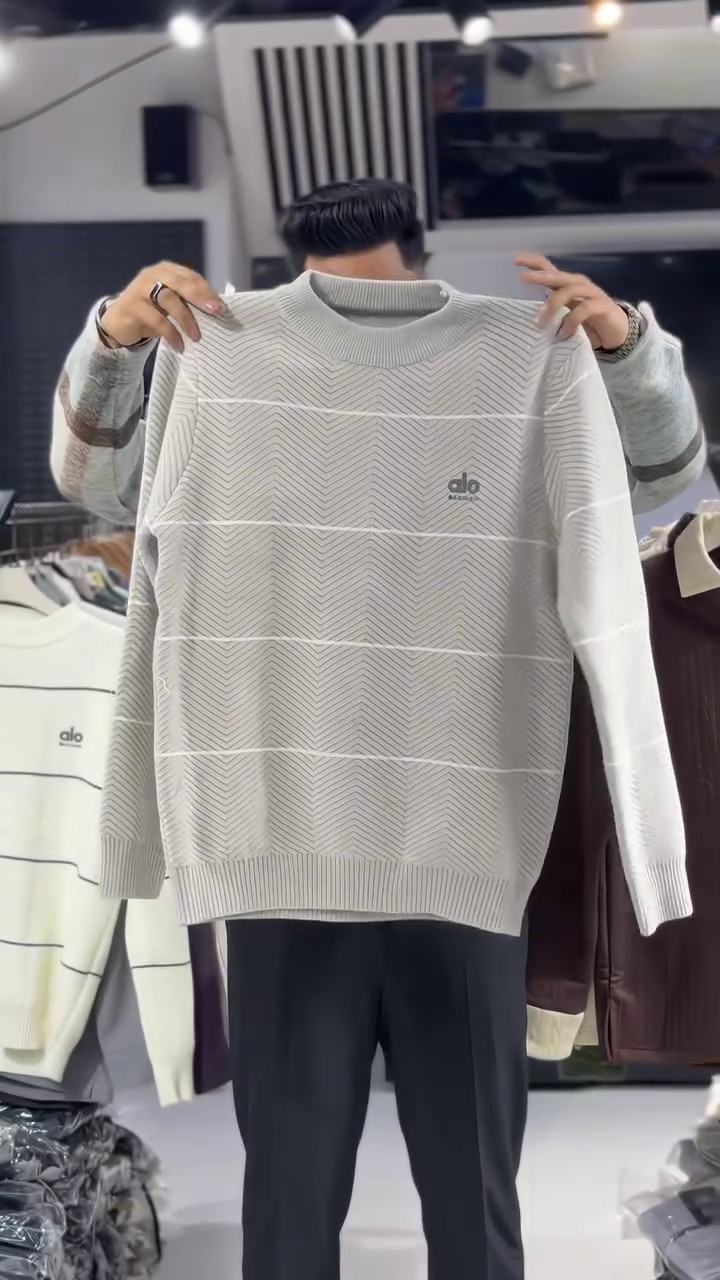 Tricolor Texture Block Sweater 🧥⚪⚫ | Modern Grid Edition - Image 8